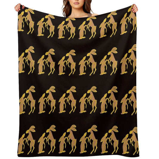 Prancing Celtic Hares Throw Blanket