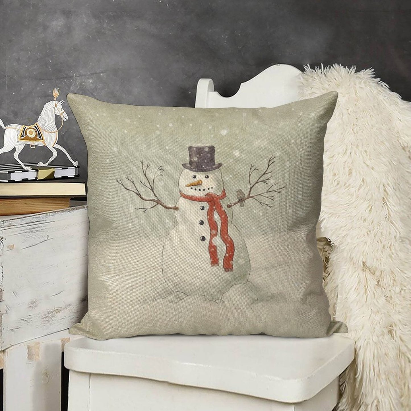 The Snowman Linen Throw Pillow Cover