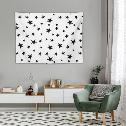 Stars - Black on White Tapestry