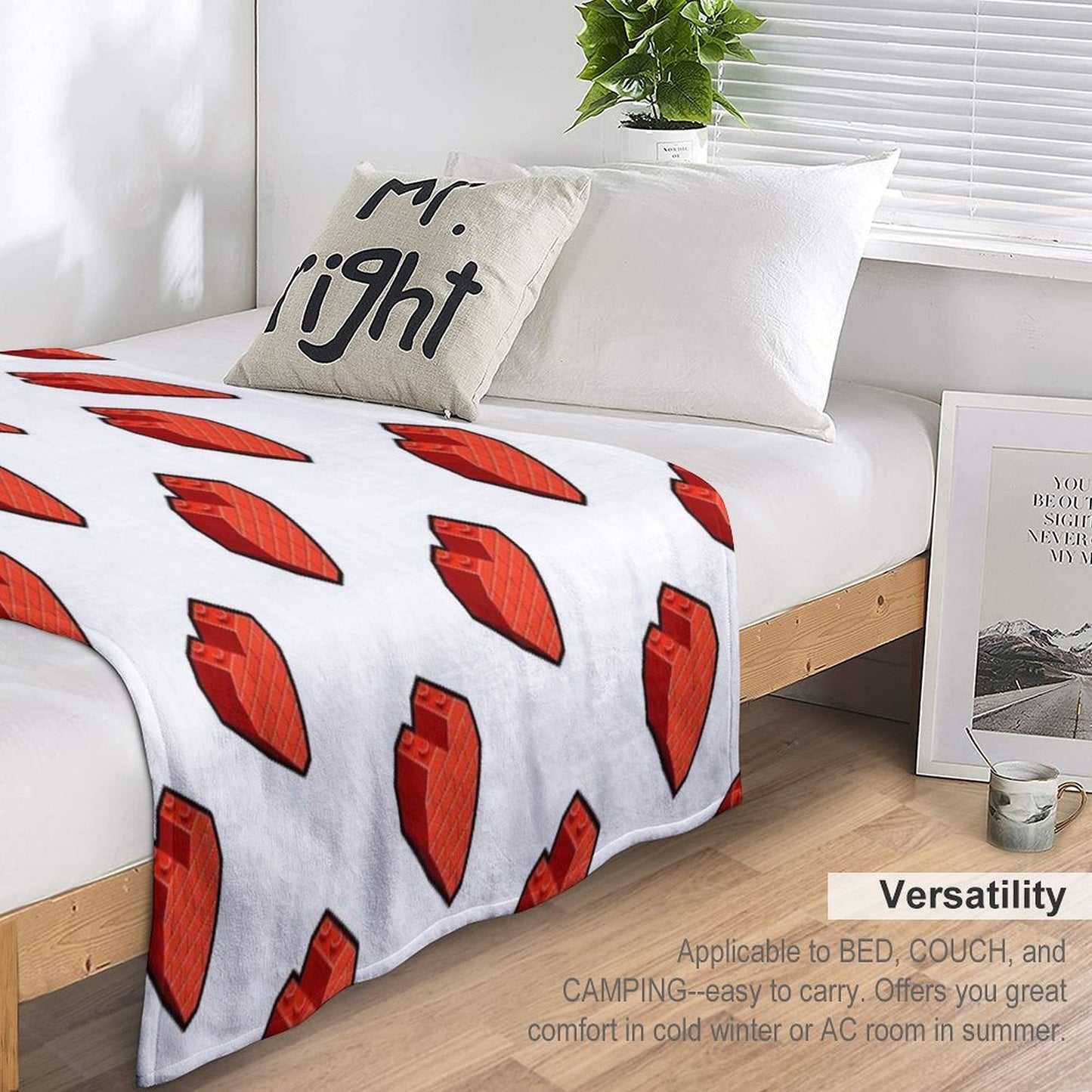 Brick Heart – Bold Toy Block Style Love Design Throw Blanket