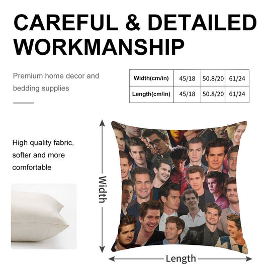 Andrew Garfield Photo Collage Linen Throw Pillow Cover