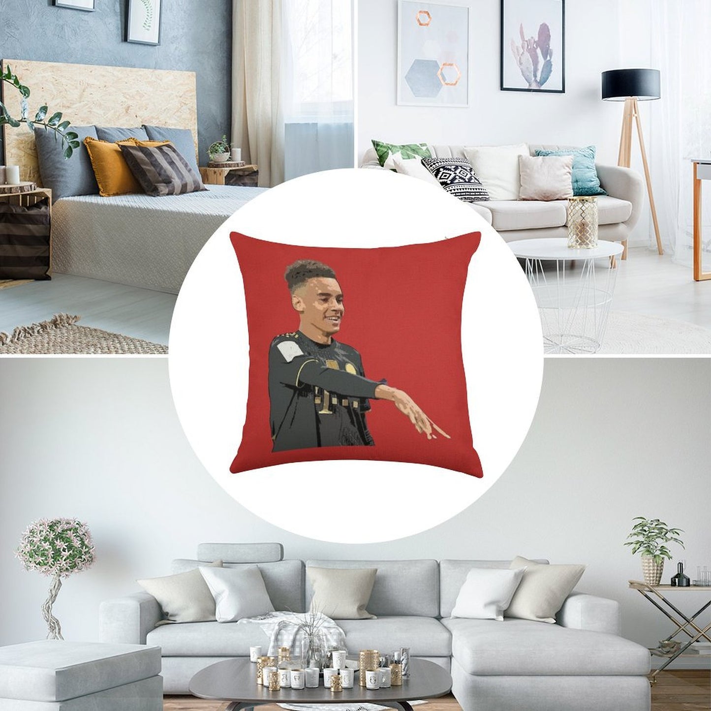 Jamal Musiala Linen Throw Pillow Cover