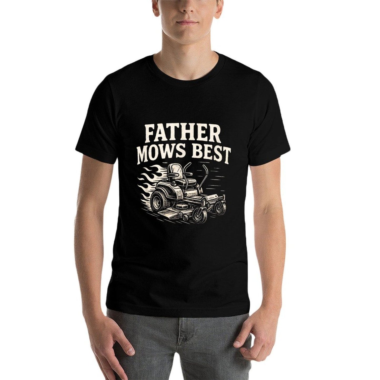 Father Mows Best Zero-Turn Mower, Funny Dad Lawn Mowing  Quick-drying T-Shirt