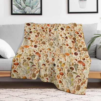 Vintage Mushroom Designs Collection Throw Blanket