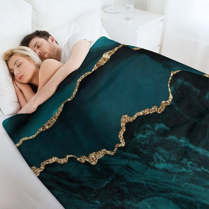 Teal & Gold Agate Texture 02 Throw Blanket