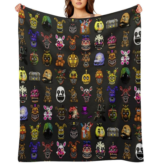 Five Nights at Freddy's - Pixel Art - Multiple Characters New Set Throw Blanket