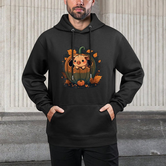 Pumpkin Pig Costume on Pig Halloween Shape Retention Hoodie