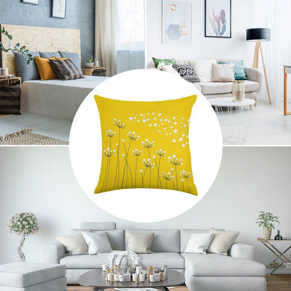 Dandelions (on Yellow) Linen Throw Pillow Cover