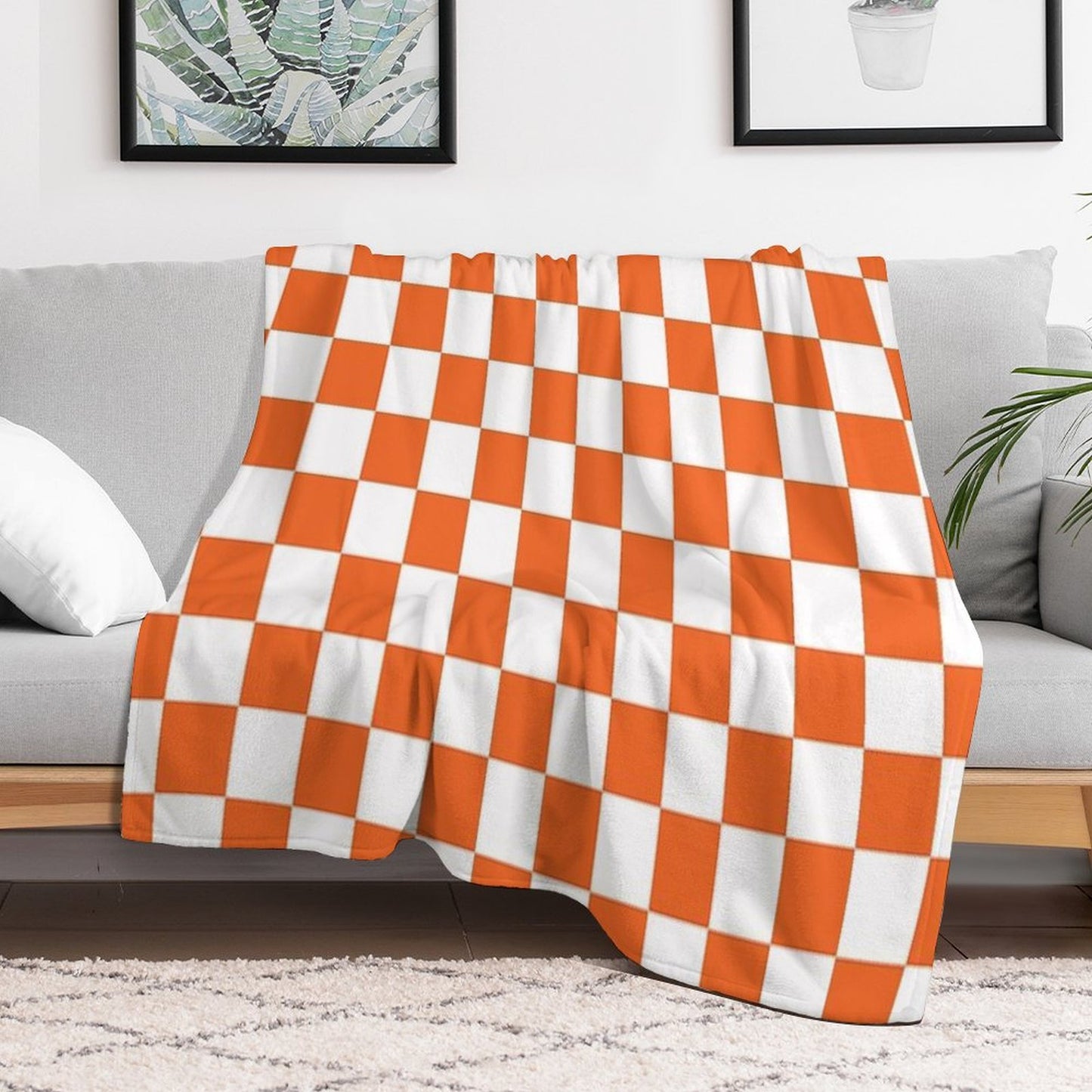 Tennessee Orange And White Checkerboard Throw Blanket