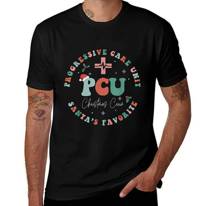 Progressive Care Unit PCU Christmas Crew Nursing PCU Nurse  Heathered Texture T-Shirt