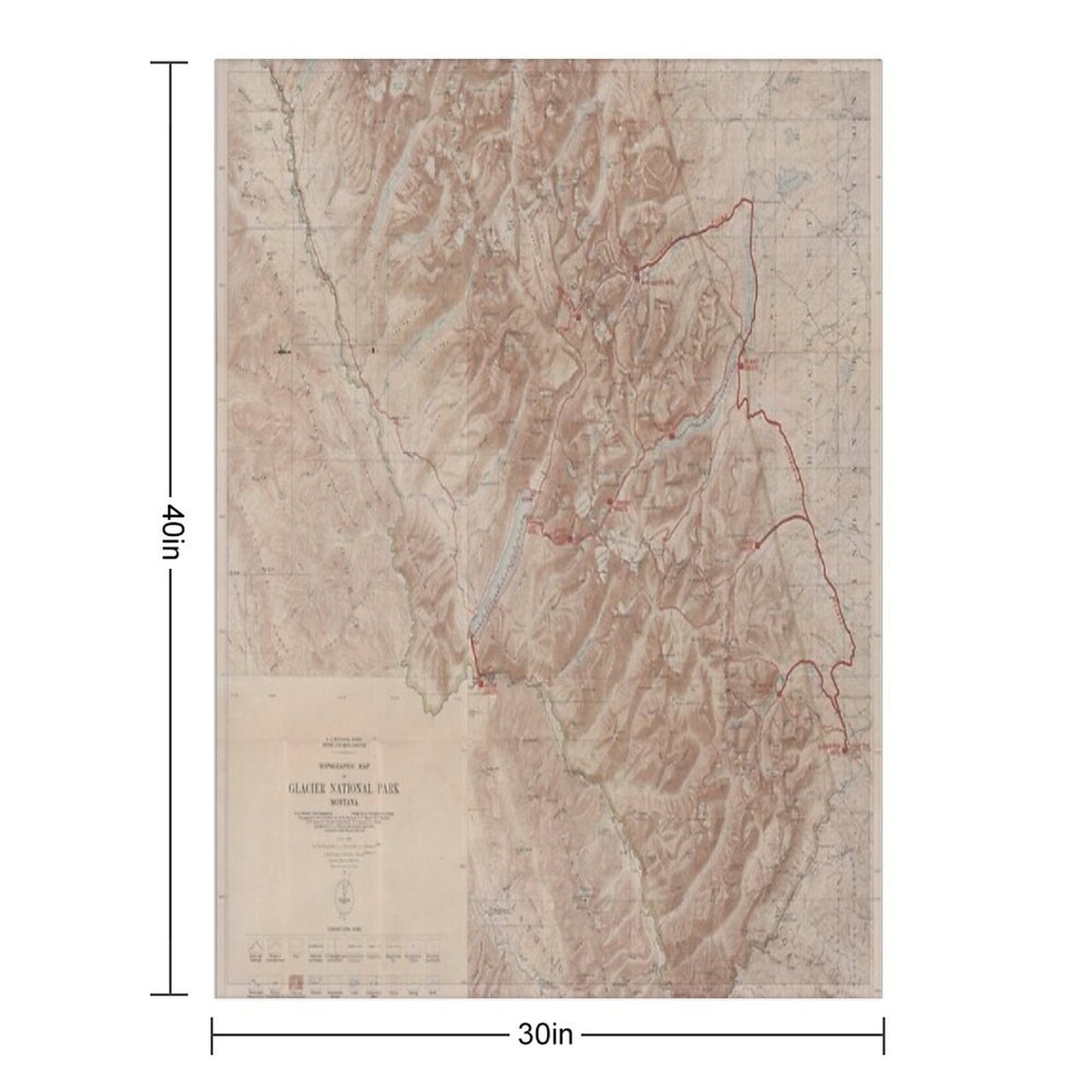 Old Glacier National Park Map (1914) Vintage Montana Natural Reserve Atlas Throw Blanket