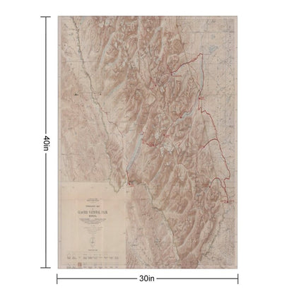 Old Glacier National Park Map (1914) Vintage Montana Natural Reserve Atlas Throw Blanket