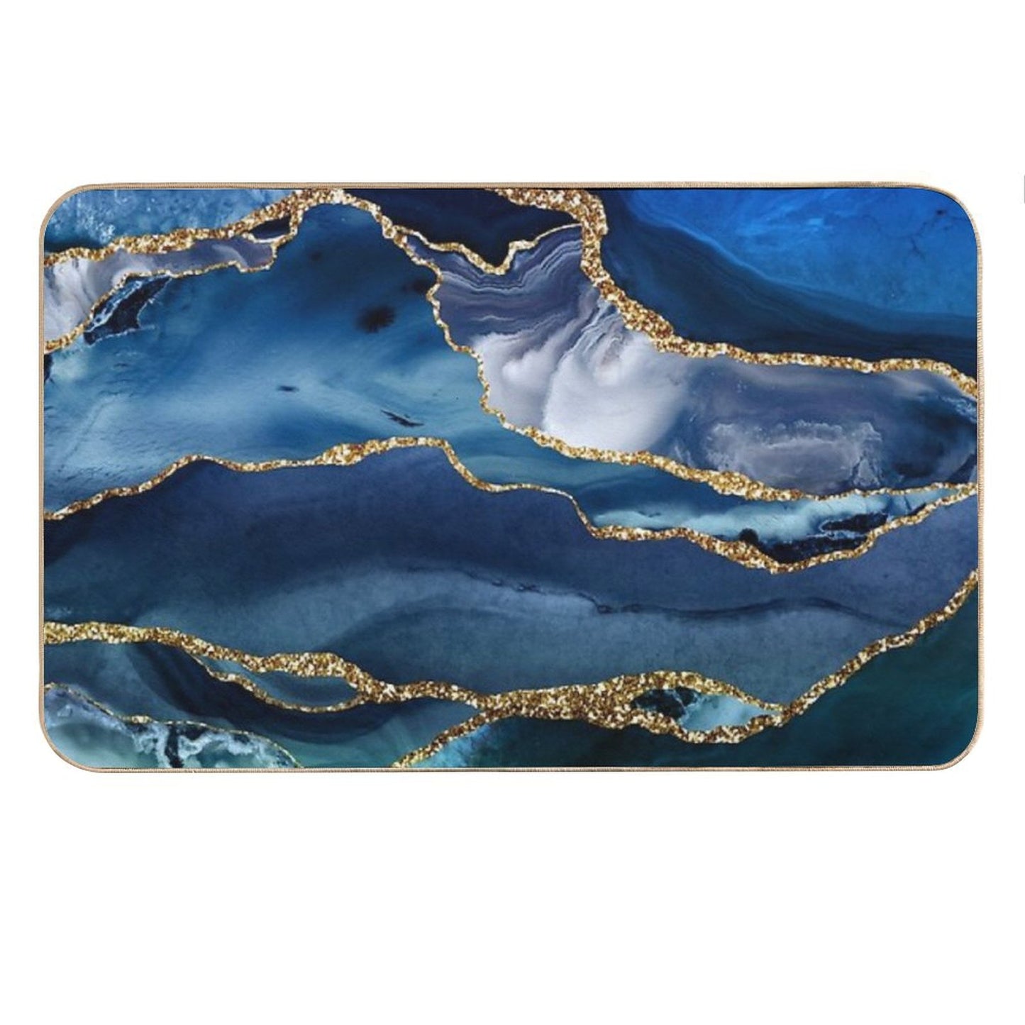 Faux Classic Blue Malachite Marble Bath Mat