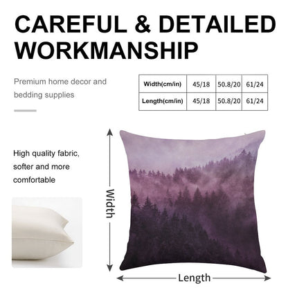 Excuse Me, I'm Lost  Laid Back In A Romantasy Moody Wilderness Dream Forest With Cascadia Trees Covered In Magic Fog Linen Throw Pillow Cover