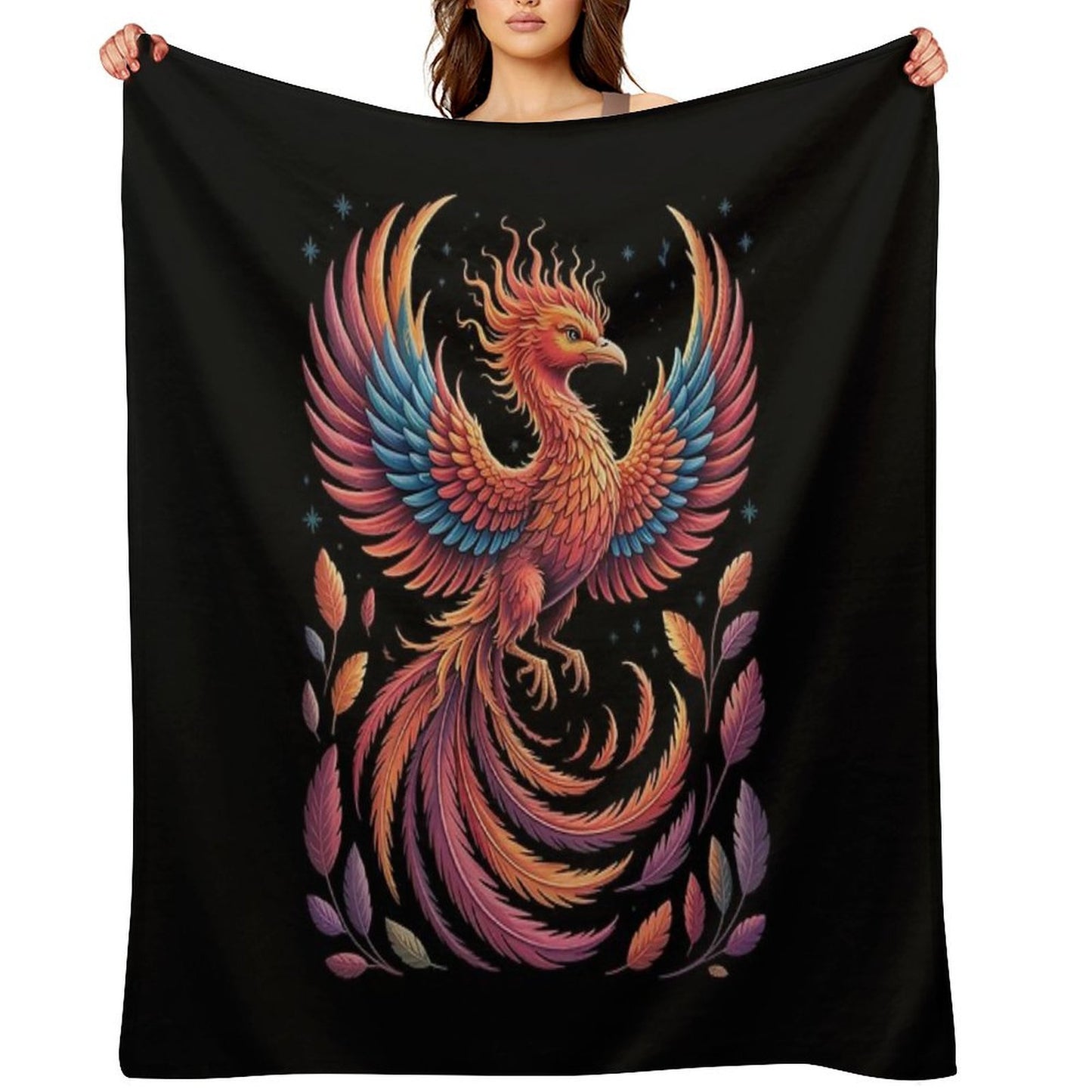 Fire Phoenix Bird Phoenix Reborn Firebird Phoenix Throw Blanket