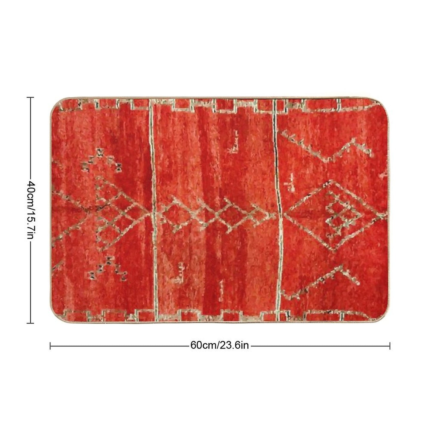 Vintage Red Moroccan Rug Print Bath Mat