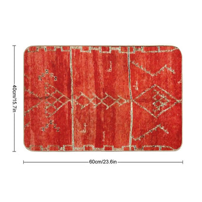 Vintage Red Moroccan Rug Print Bath Mat