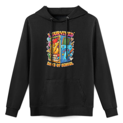 Funny Student Life Humor Survived 67 Days School Cotton-Polyester Blend Hoodie