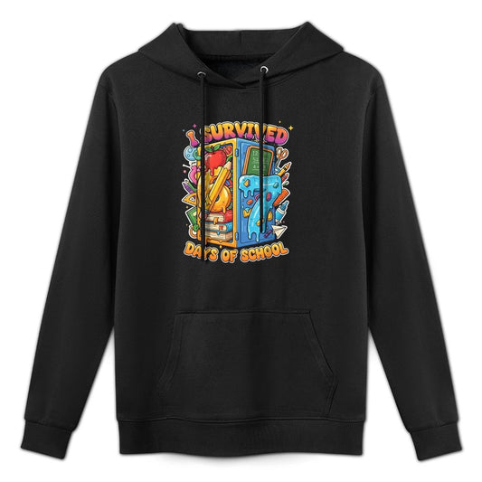 Funny Student Life Humor Survived 67 Days School Cotton-Polyester Blend Hoodie