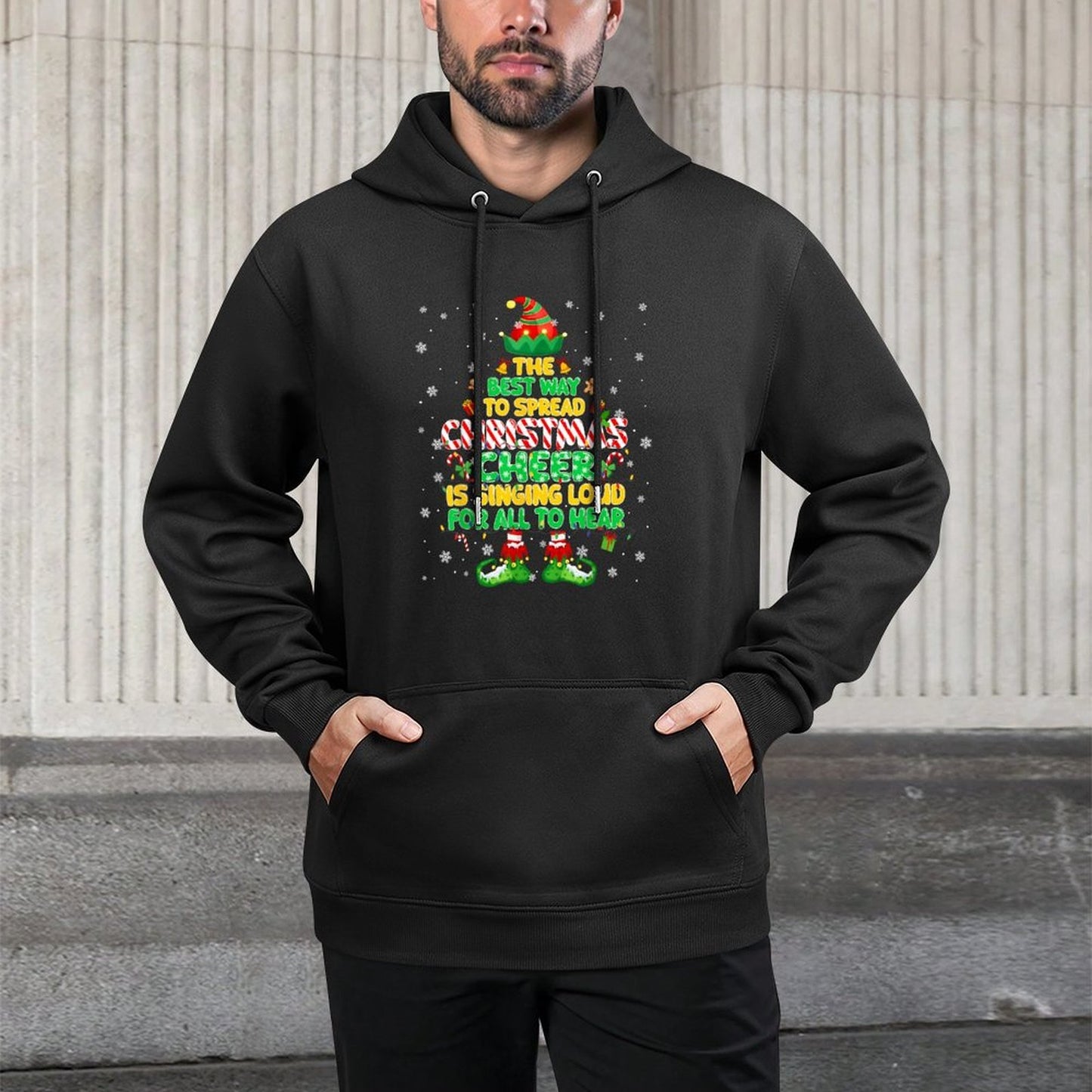 The Best Way to Spread Christmas Elf Xmas Boys Mens Kids Layering Staple Hoodie