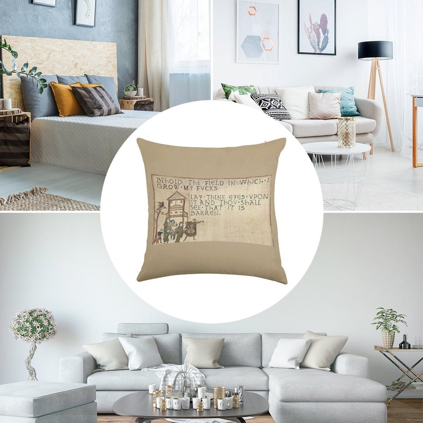 Behold The Field! Linen Throw Pillow Cover
