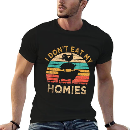 Vegetarian I Don&#39;t Eat My Homies Funny Vegan Retro T-Shirt