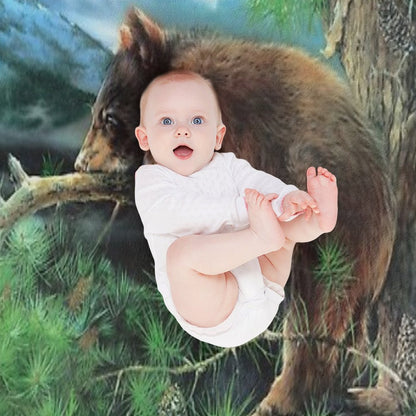 Cinnamon Tree Black Bear Cub Throw Blanket