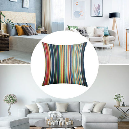 Multicolored Stripes Linen Throw Pillow Cover