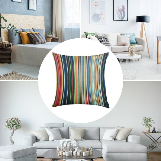 Multicolored Stripes Linen Throw Pillow Cover