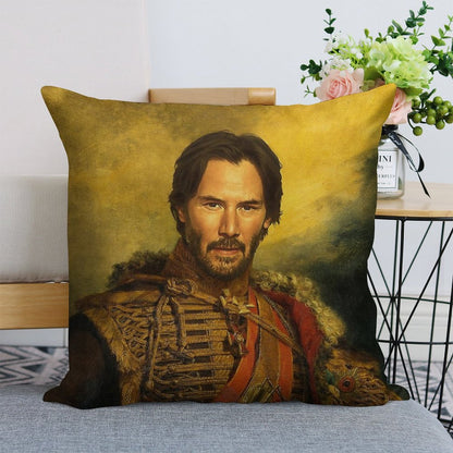Keanu Reeves - Replaceface Linen Throw Pillow Cover