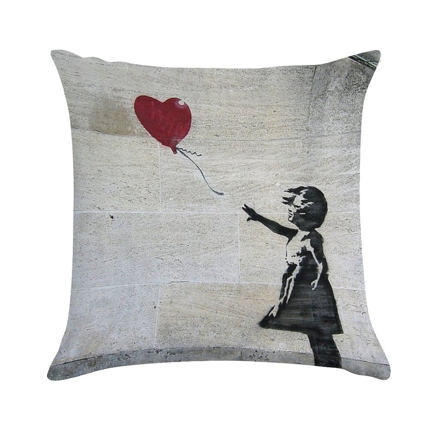Banksy's Girl with A Red Balloon Soft Washable Throw Pillow