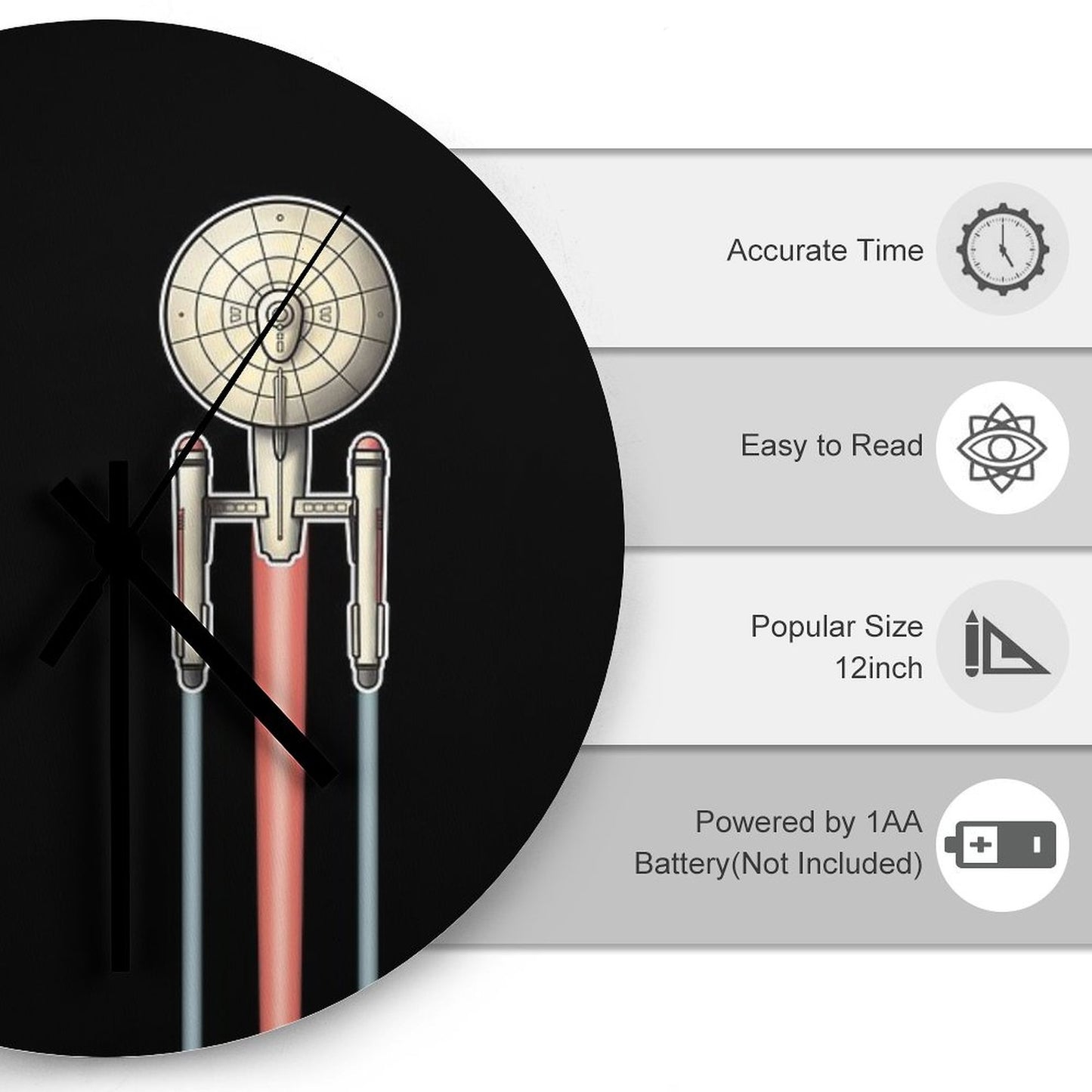 USS Enterprise Star Trek 2 Wall Clock