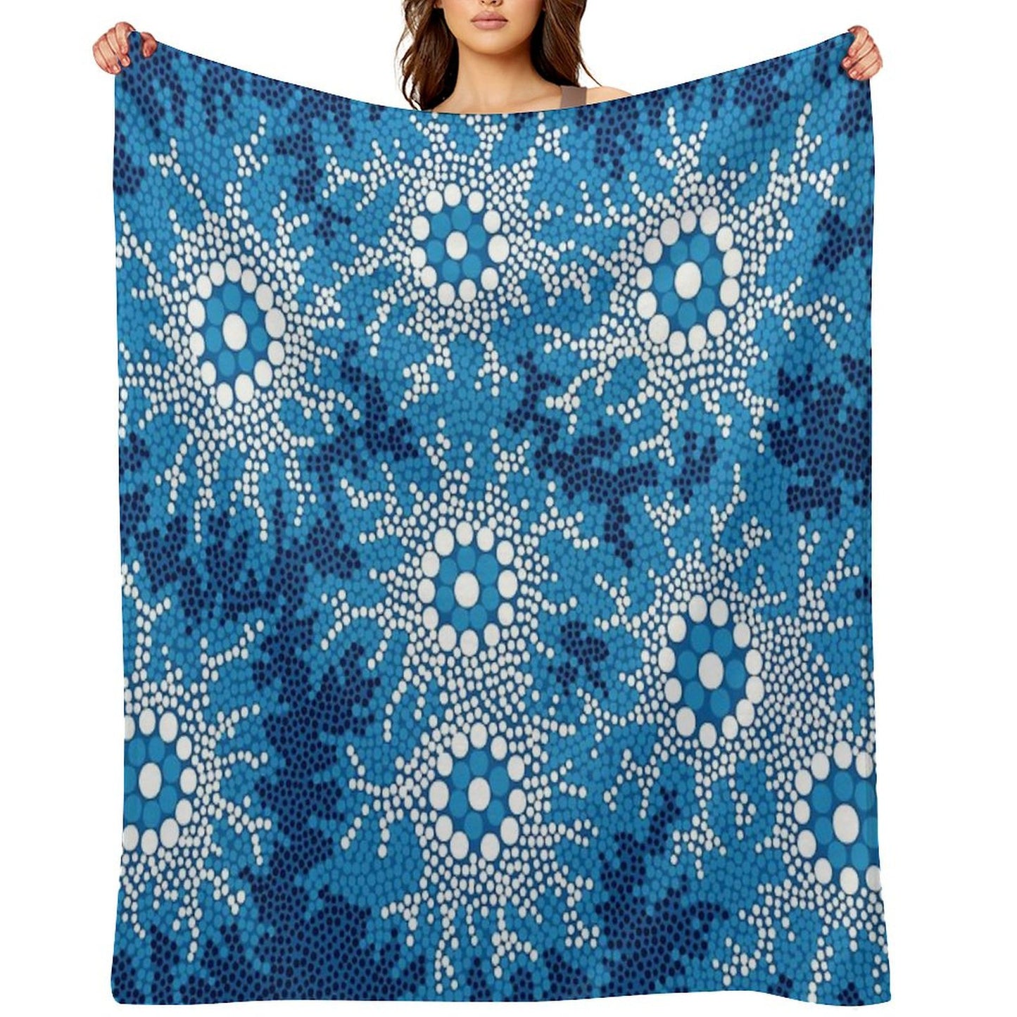 Aboriginal Art Authentic - Waterhole Dreaming Throw Blanket