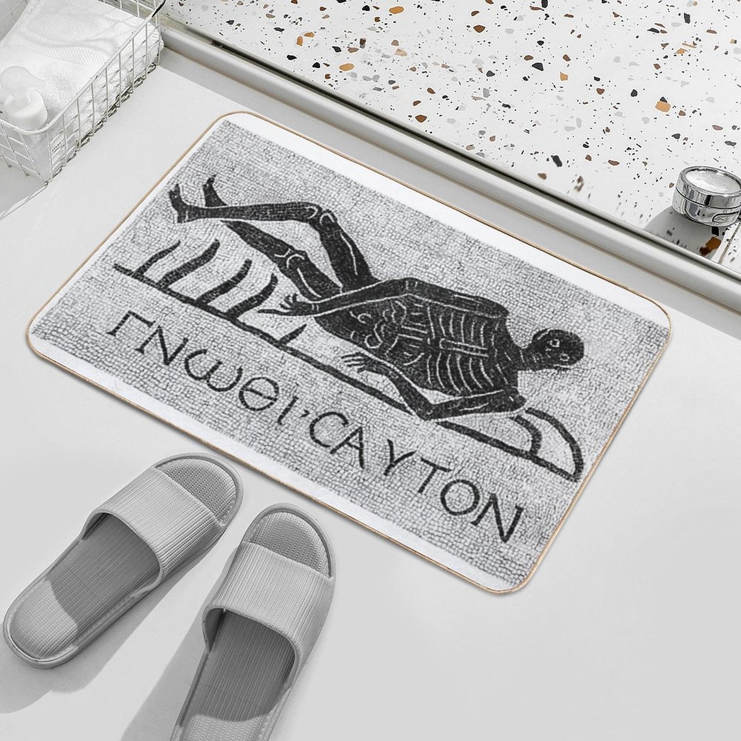 Know Thyself - Roman Mosaic - Greek Text Bath Mat