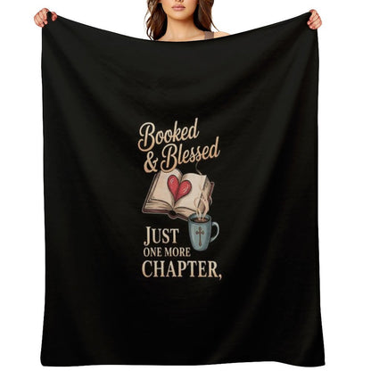 Womens Booked & Blessed, Just One More Chapter, Cozy Book Throw Blanket