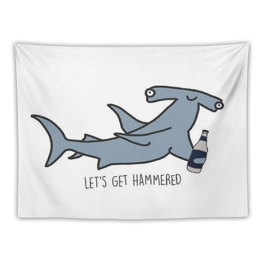 Lets Get Hammered Hammerhead Shark Tapestry