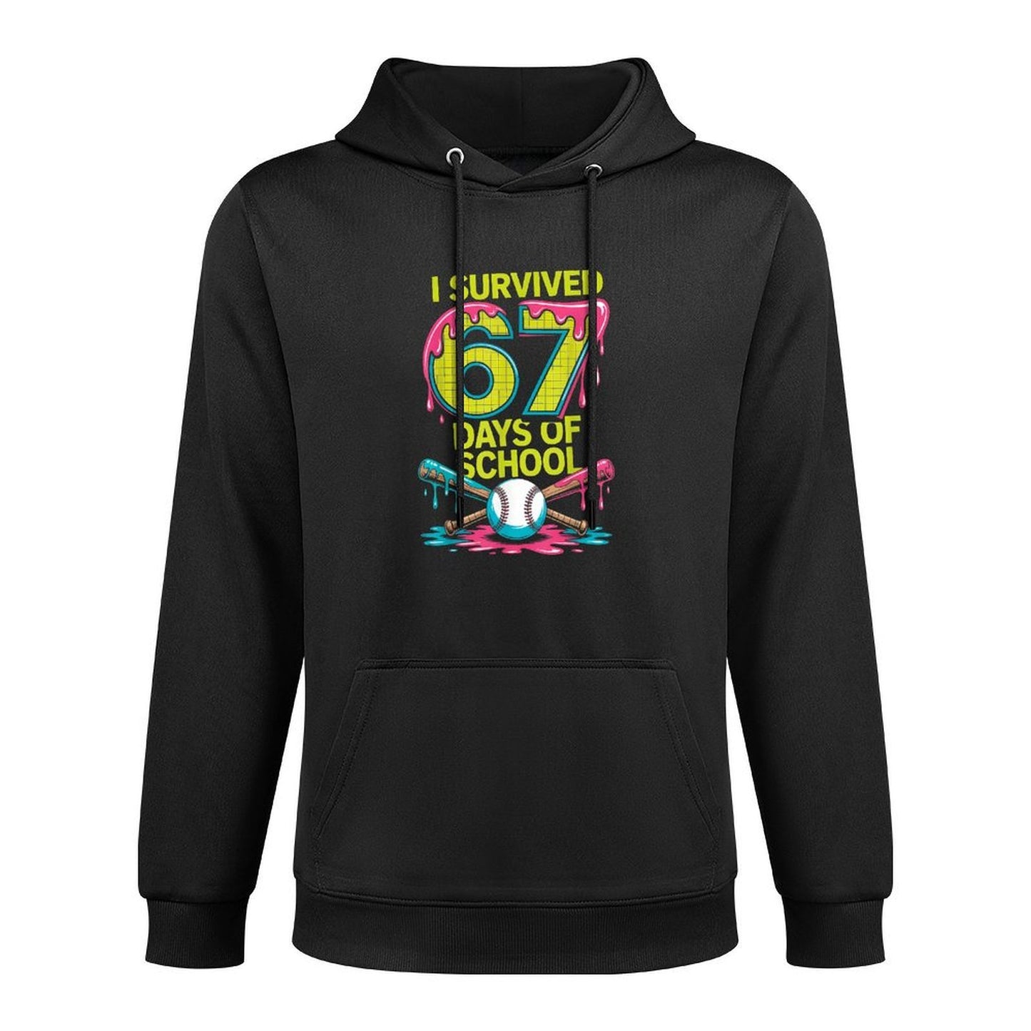 I Survived 67 Days of School Funny 67 Baseball Slime Meme Medium-Weight Fabric Hoodie