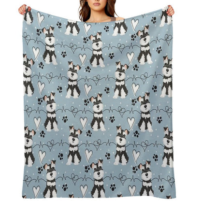 Love Black And White Miniature Schnauzer Throw Blanket
