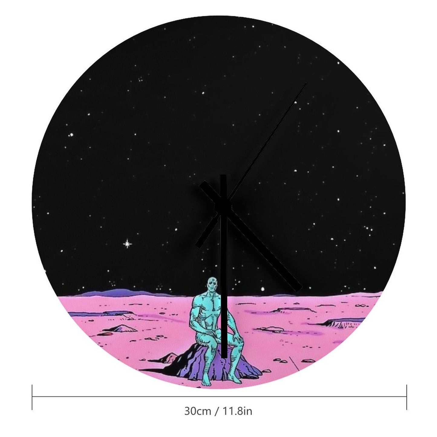 Dr. Manhattan Sitting on Mars (comic) Wall Clock