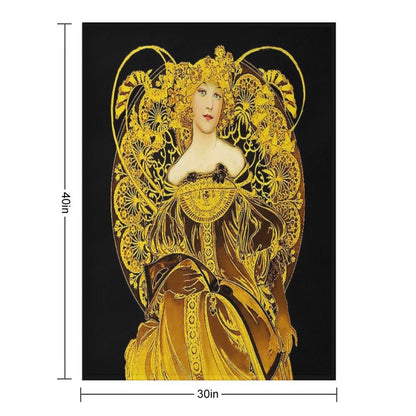 A Touch of Gold Alphonse Mucha Throw Blanket