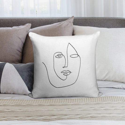 Abstract Face - One Line Art Soft Style Accent Throw Pillow