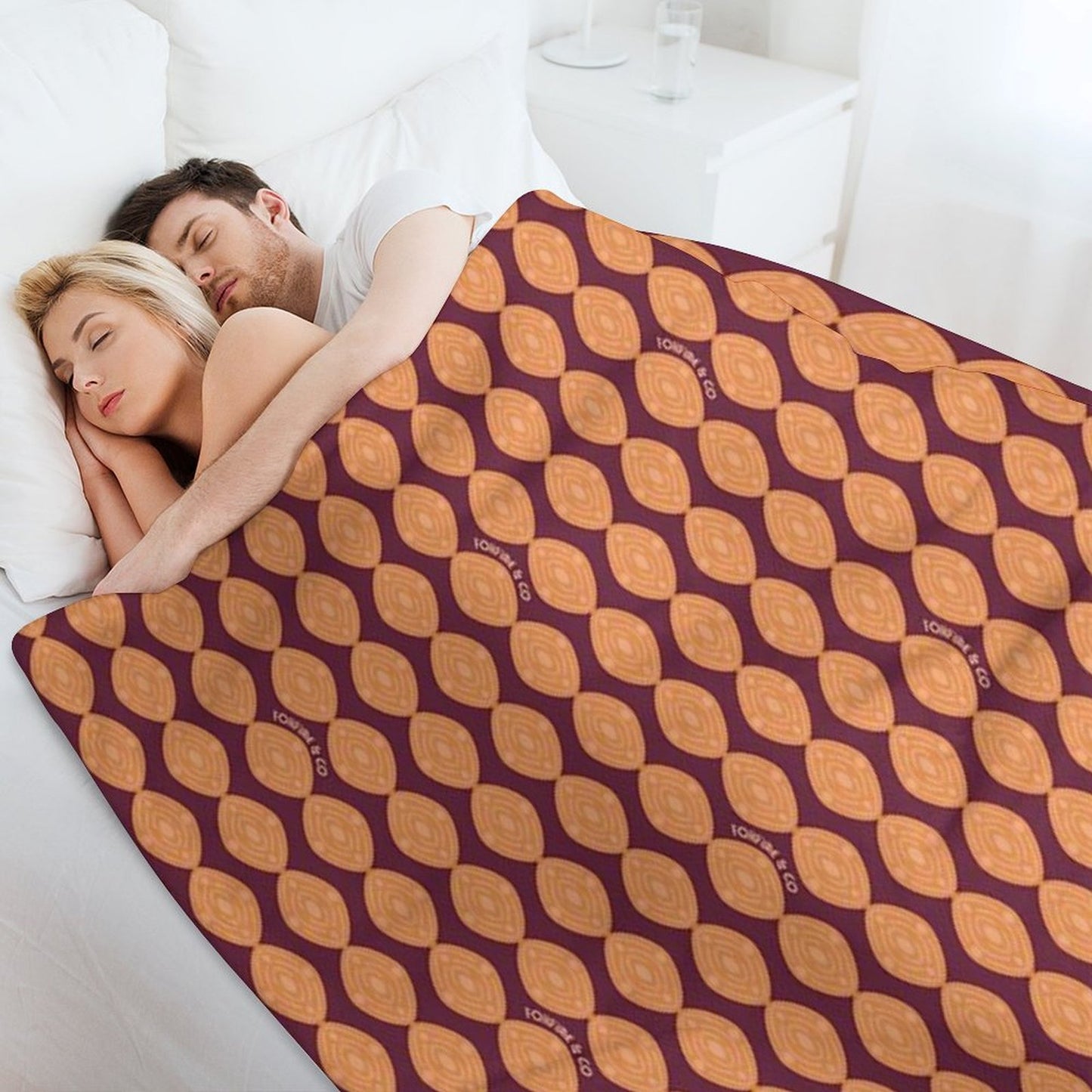 Atomic Blooms - Orange Maroon Throw Blanket