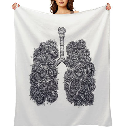 Lungs with Peonies Throw Blanket