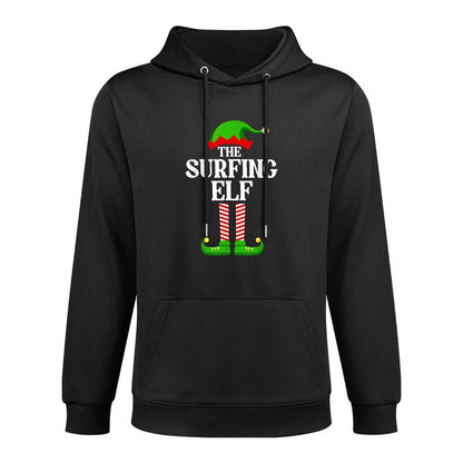 Surfing Elf Family Matching Group Funny Christmas Breathable Fabric Hoodie
