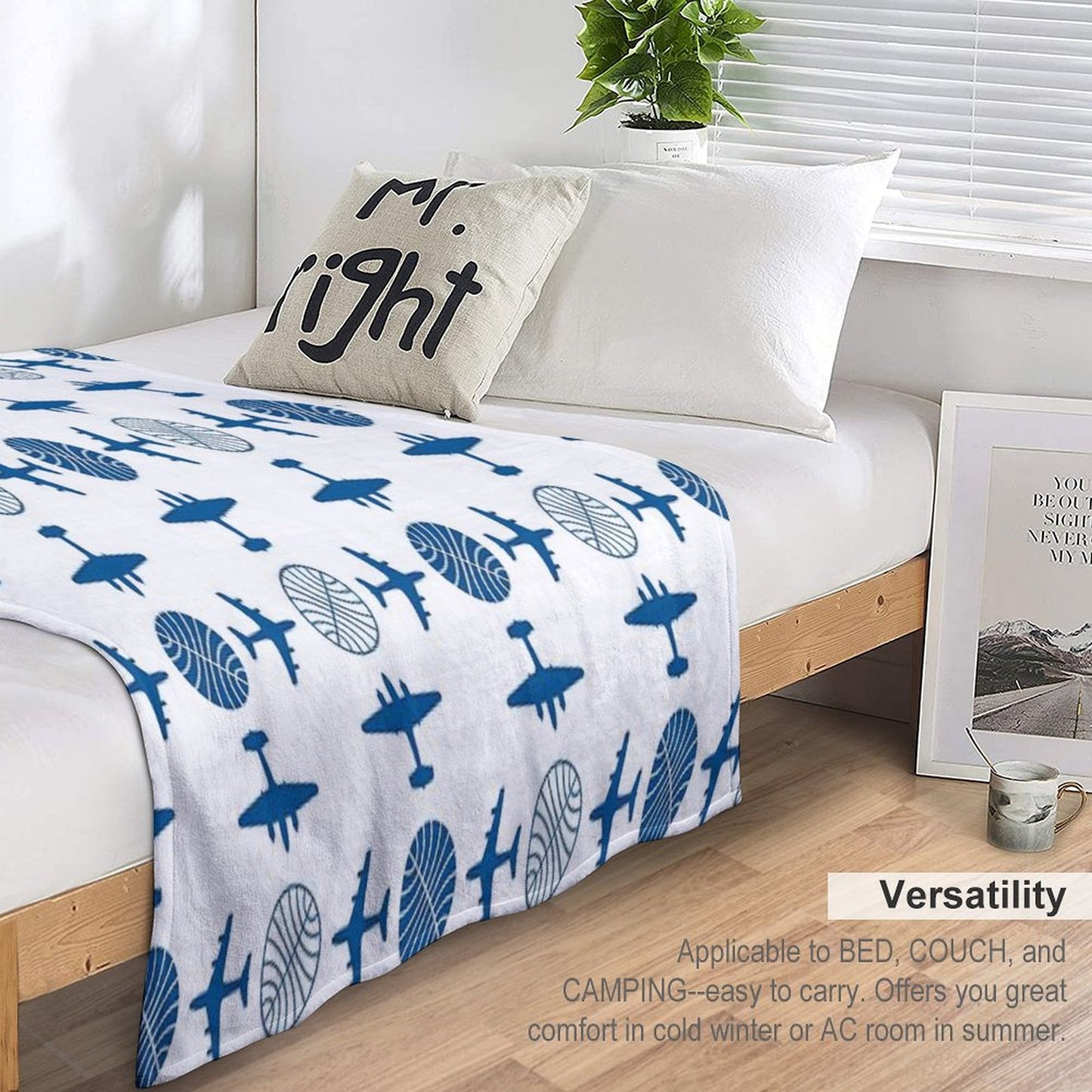 Pan Am Plane Icon Pattern Throw Blanket