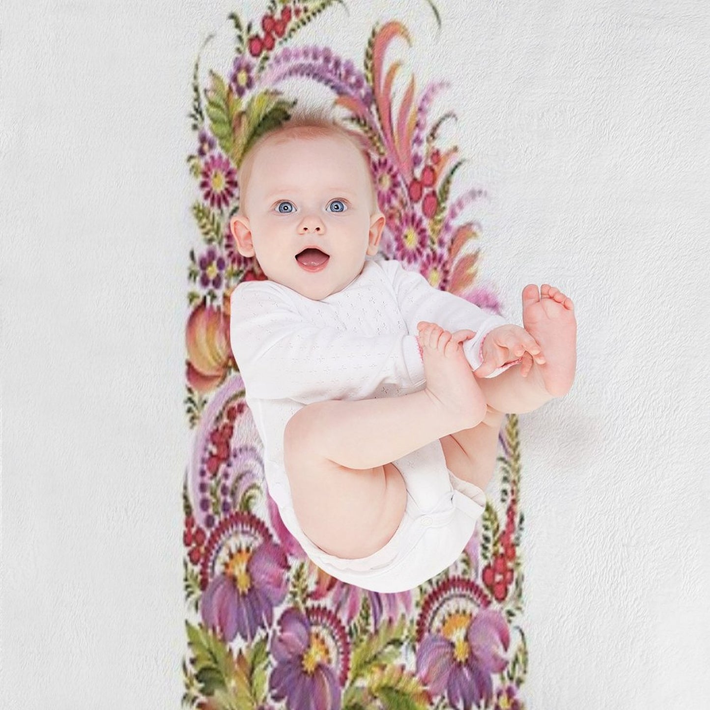 Pink Bird in Floral Bloom Throw Blanket