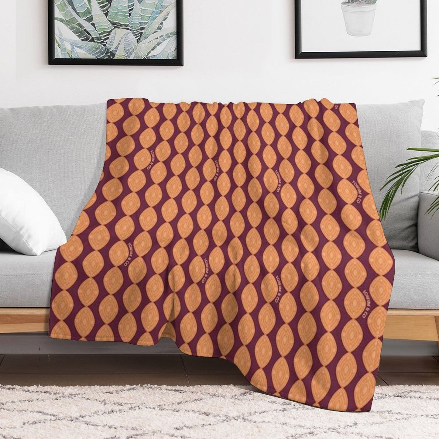 Atomic Blooms - Orange Maroon Throw Blanket