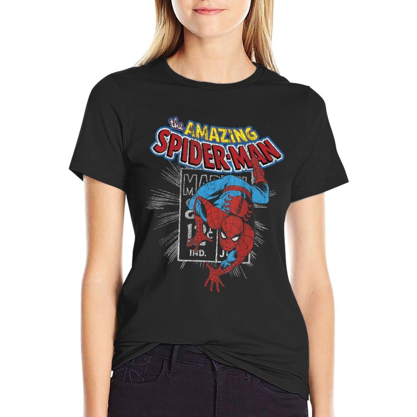 Marvel The Amazing Spider-Man Vintage Comic Poster  Graphic-printed T-Shirt
