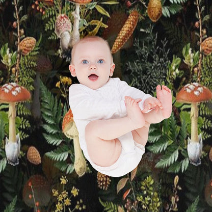 Vintage Midnight Toadstools in The Forest Botanical Night Garden on Black Nightgarden Throw Blanket