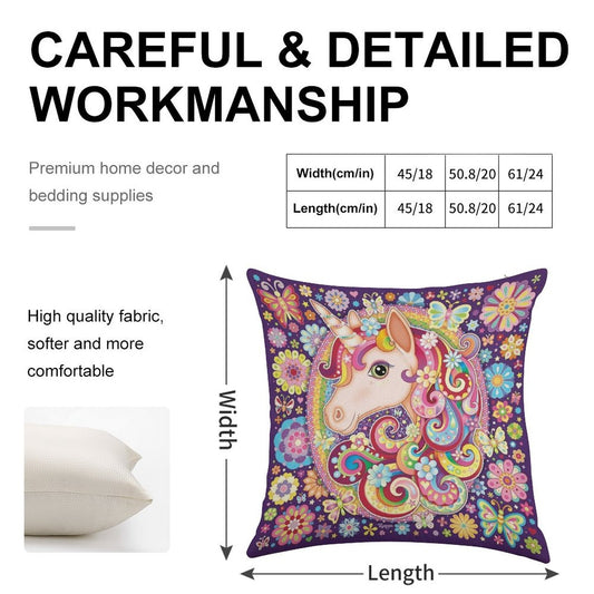 Unicorn Rainbow Art - Colorful Unicorn Art by Thaneeya McArdle Linen Throw Pillow Cover